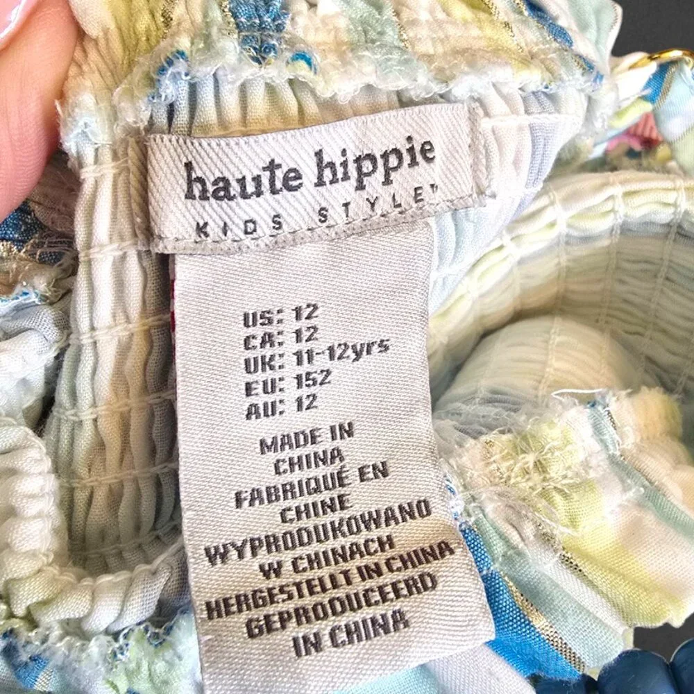 Girls HAUTE HIPPIE Striped Spaghetti Strap Boho Sundress sz 12